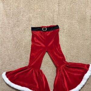 Baby Essentials Red and Black Bell Bottom Pants, Christmas, Santa, velvet